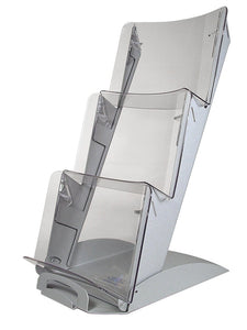 3 Tier TriVista™ Table Top Display, Silver with Clear Pockets #903SC